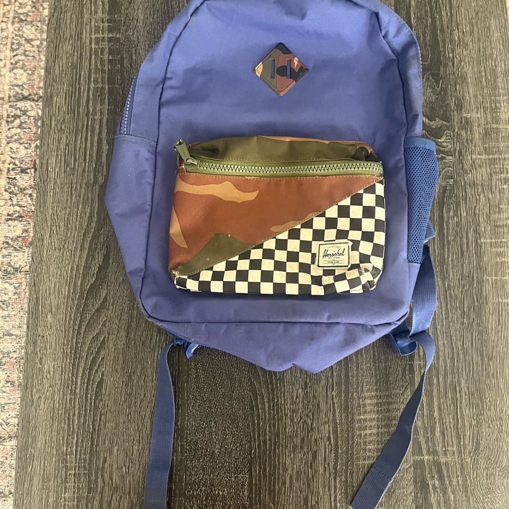 Herschel Supply Company Blue Backpack with Camo and Checkered Pocket